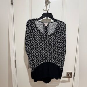 Dress Barn Black and White Patterned Top